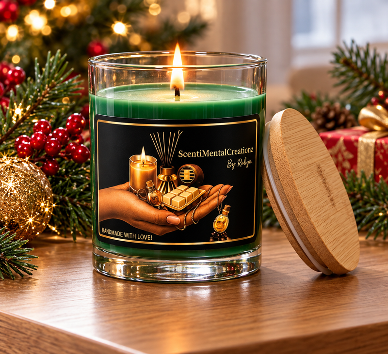 14 oz Holiday Candle with bamboo lid