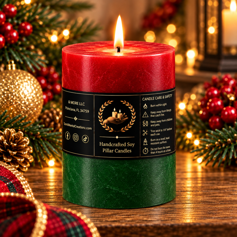 Extra Wide Holiday Pillar Candle