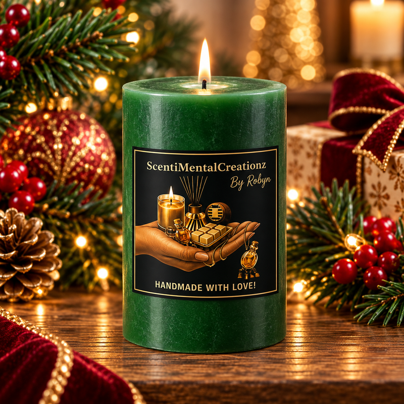 Tall Holiday Pillar Candle