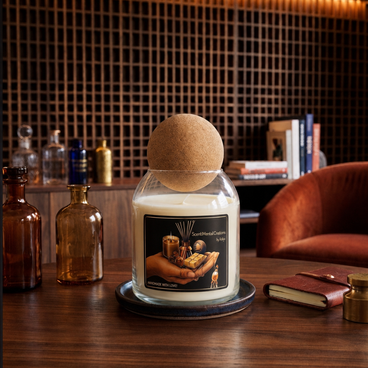 17 oz Cloche candle jar with ball top lid