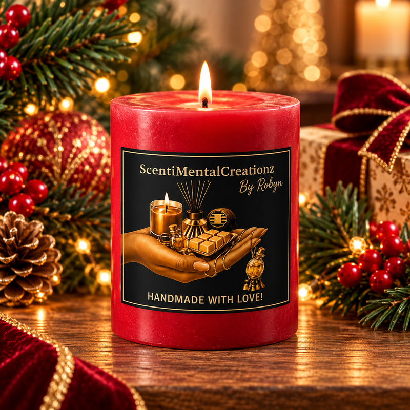 Small Holiday Pillar Candle
